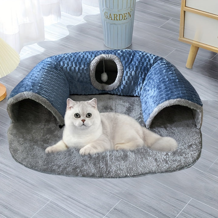 3 in 1 Cozy Tunnel Bed for Cats | Play, Sleep and Relax 🐾