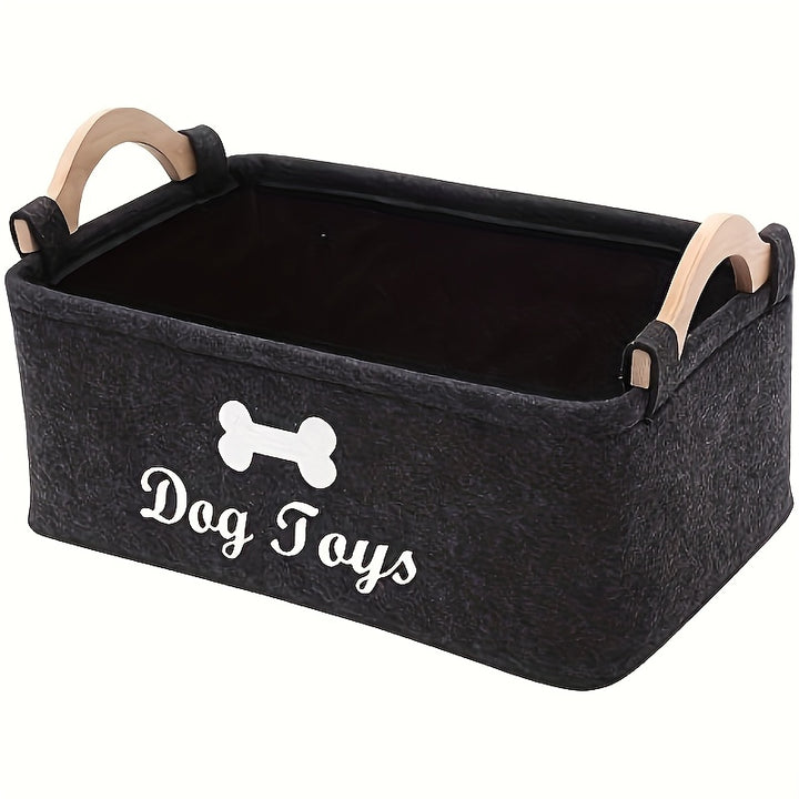 A Felt Pet Toy Box, a Dog Toy Container, a Storage Basket Organizer for Tidying Up Pet Toys, Blankets, Leashes, And Food, Without Battery