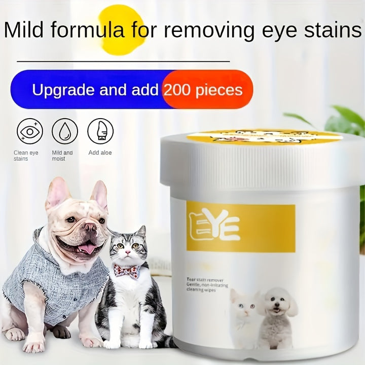 200 Pieces Dog Eye Care Wipes Plastic Cleaning Pads