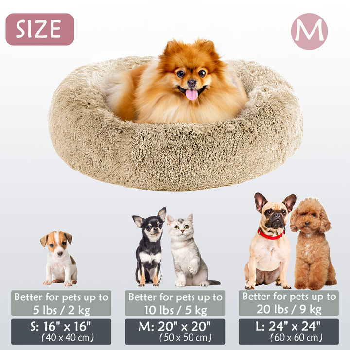 Calming Dog & Cat Bed, Donut Cuddler Warming Cozy Soft Round Bed, Fluffy Faux Fur Plush Cushion Bed For Small Medium And Large Dogs And Cats (40.64cm/50.8cm/60.96cm/71.12cm/78.74cm/99.06cm) Christmas Gift