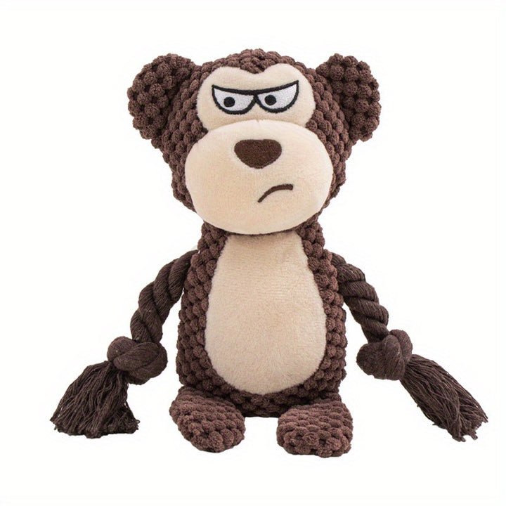 1pc squeaky plush dog toy for all breed sizes.