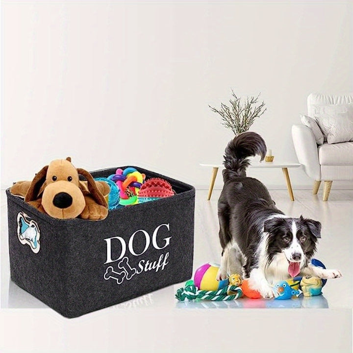 Pet Toy Storage Box Durable and Portable Felt Organizer