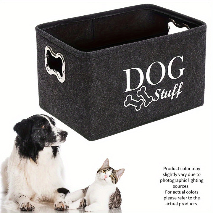 Pet Toy Storage Box Durable and Portable Felt Organizer