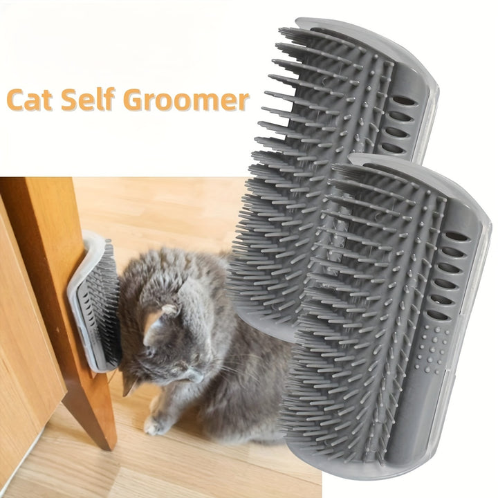 1pc Wall-Mounted Cat Groomer with Self-Grooming Massage Comb - Durable PVC Corner Brush for Cats & Small Pets, Space-Efficient Pet Grooming Tool for Shedding and Grooming