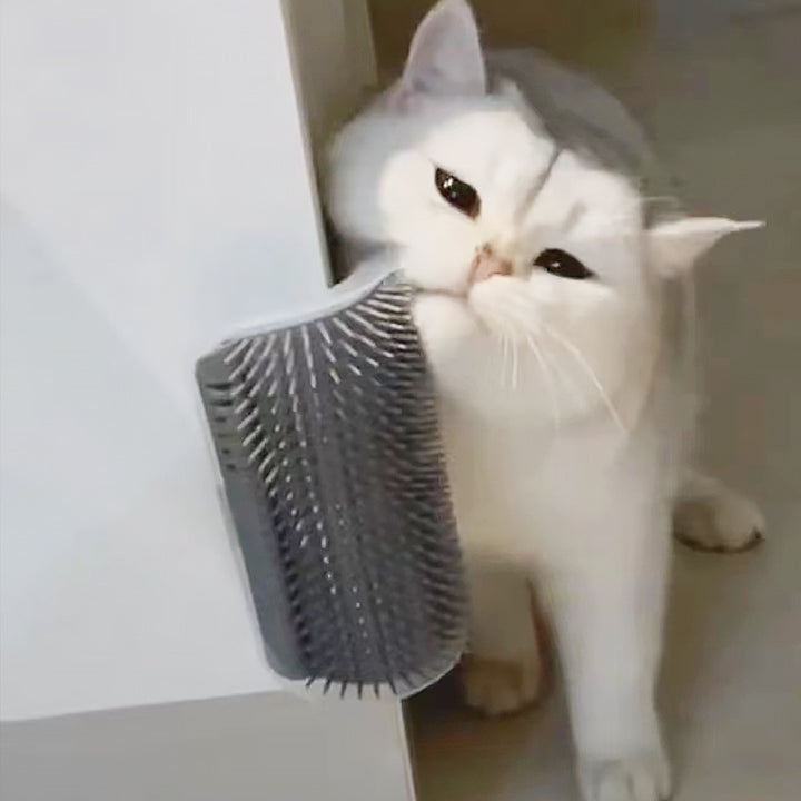 1pc Wall-Mounted Cat Groomer with Self-Grooming Massage Comb - Durable PVC Corner Brush for Cats & Small Pets, Space-Efficient Pet Grooming Tool for Shedding and Grooming