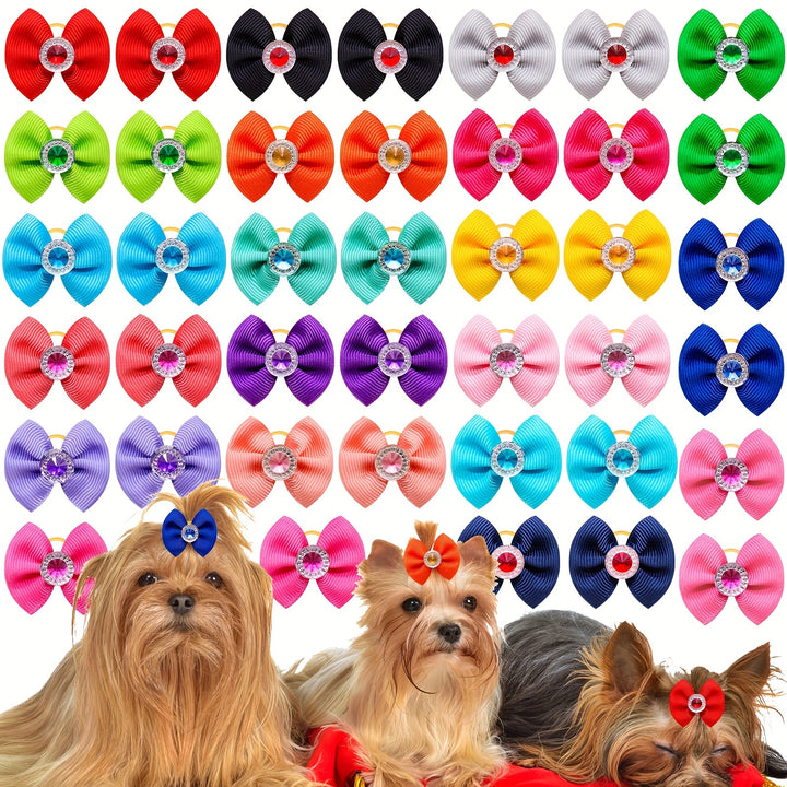 20Pcs Vibrant Bow Hair Clips Pet Accessories 🐾