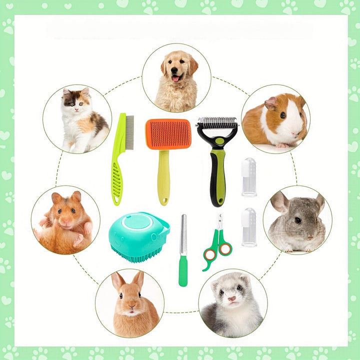 8-Piece Self-Cleaning Dog Grooming Kit for Pet