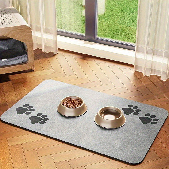 100% Absorbent Pet Feeding Mat, Polyester, with Overflow Protection, for Dogs, Dog Food Mat with Water Bowl, Pet Accessories