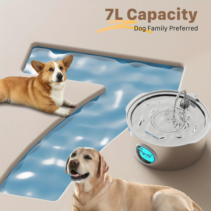 7L Automatic Sliding Steel Fountain for Pets - Silent