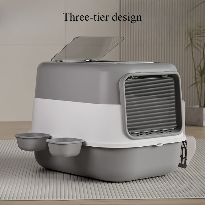 3-Tier Spill-Proof Cat Litter Box | Closed and easy to clean 🐾