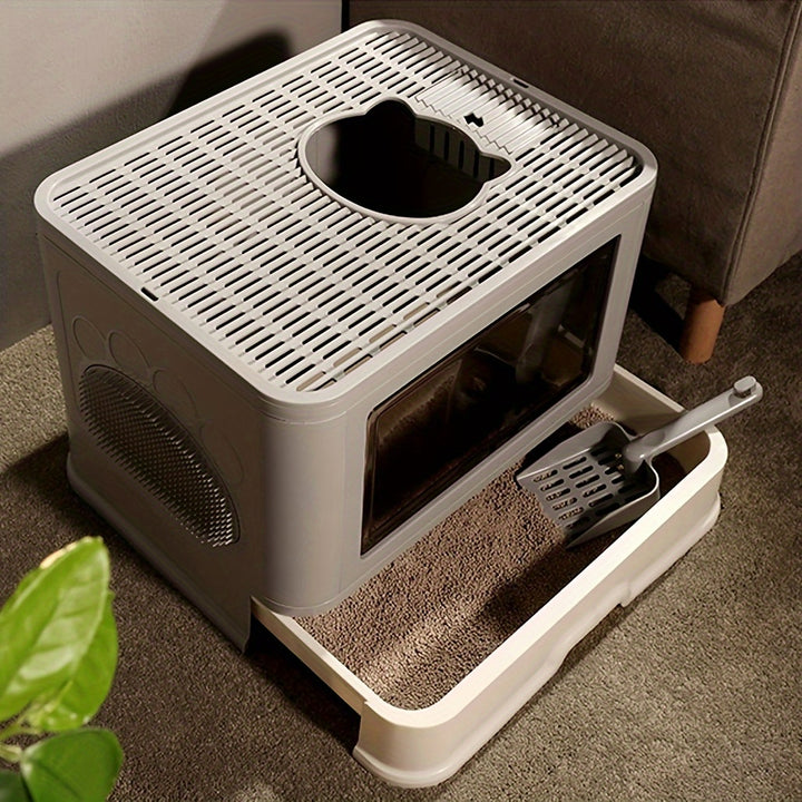 Closed cat litter box | removable drawer with massage