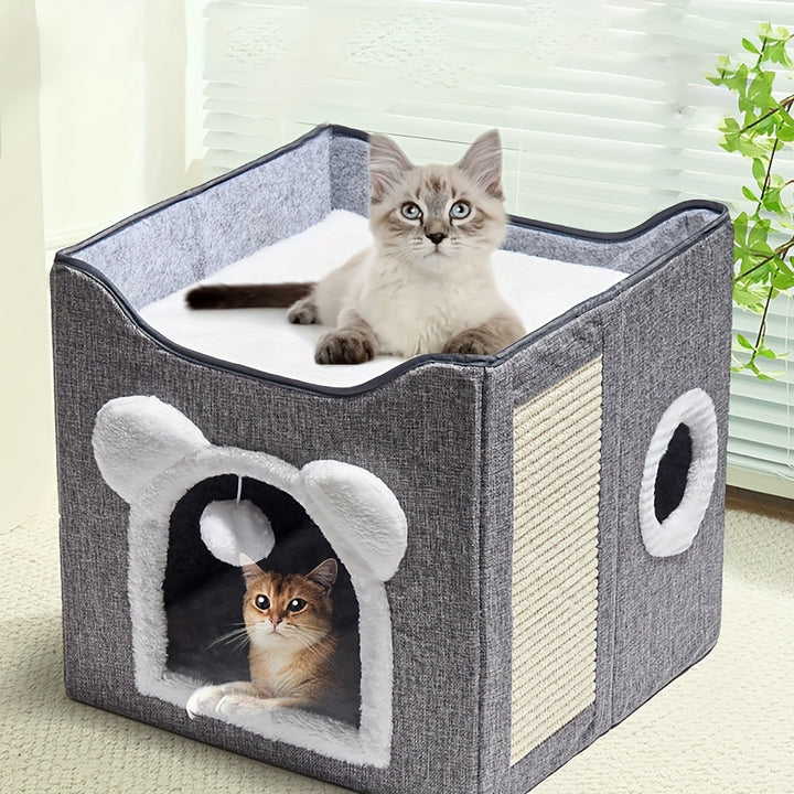 Luxury 2-in-1 Cat Bed | Cozy nest with scratching post 🐾