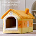 Cozy Yellow Rabbit-Themed Pet House - Modern Polyester Cat & Dog Bed with Sofa, Easy Assembly