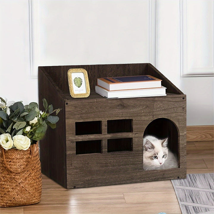 Durable Wooden Cat Cave | Retro bed and sandbox 🐾