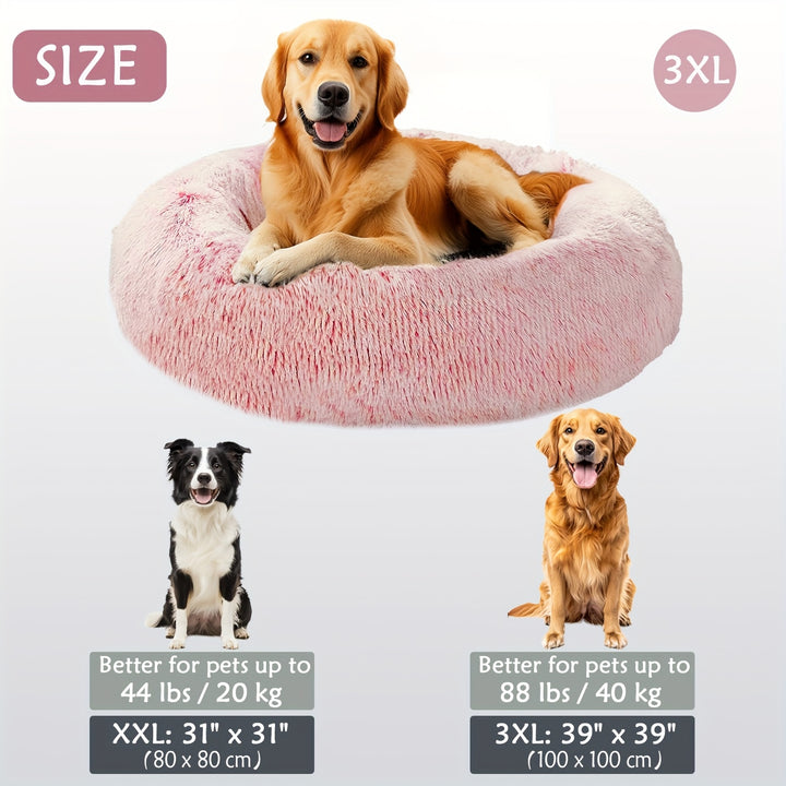 Calming Dog & Cat Bed, Donut Cuddler Warming Cozy Soft Round Bed, Fluffy Faux Fur Plush Cushion Bed For Small Medium And Large Dogs And Cats (40.64cm/50.8cm/60.96cm/71.12cm/78.74cm/99.06cm) Christmas Gift