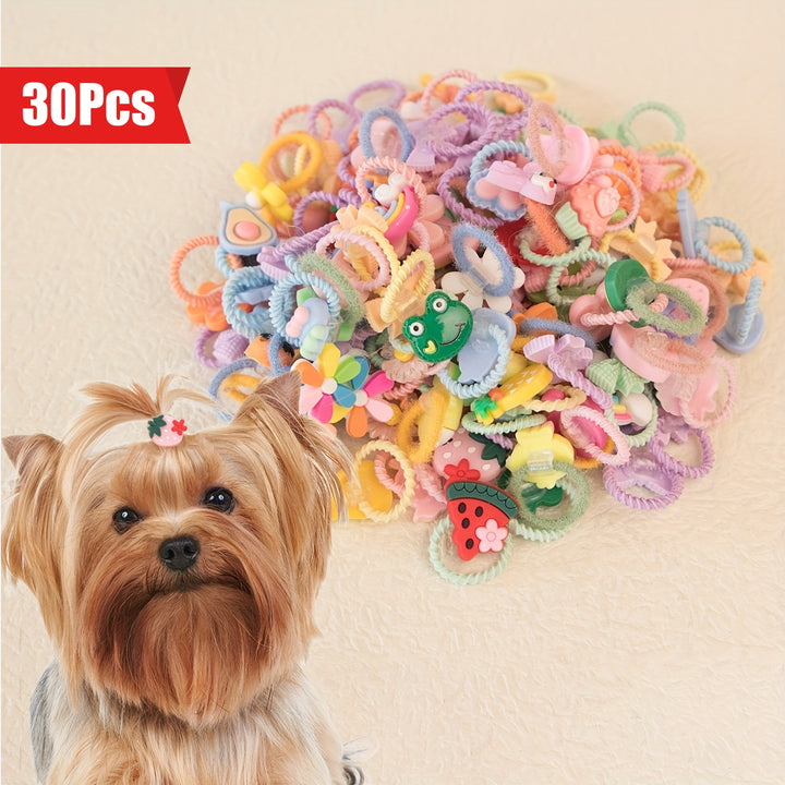 30 Pieces Mixed Color Dog Hair Bows for Pets 🐾