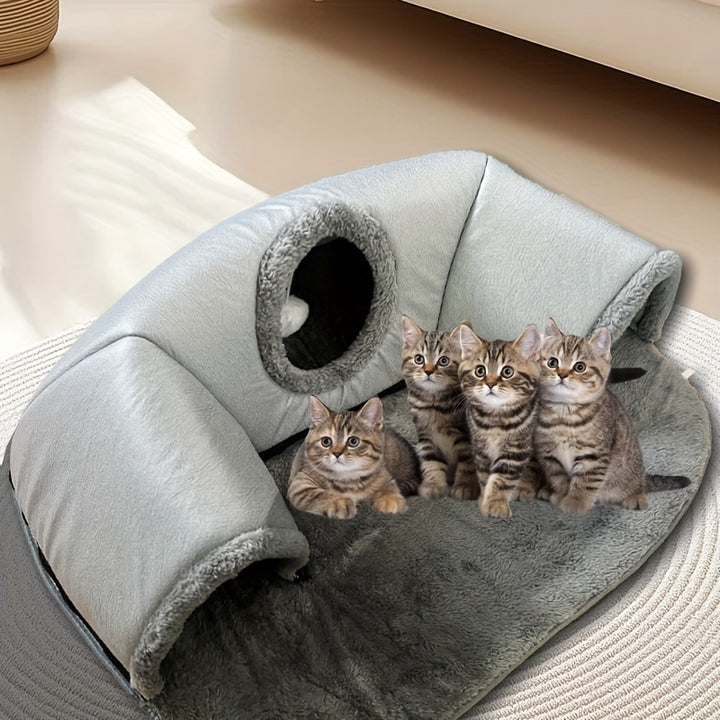 3 in 1 Cozy Tunnel Bed for Cats | Play, Sleep and Relax 🐾