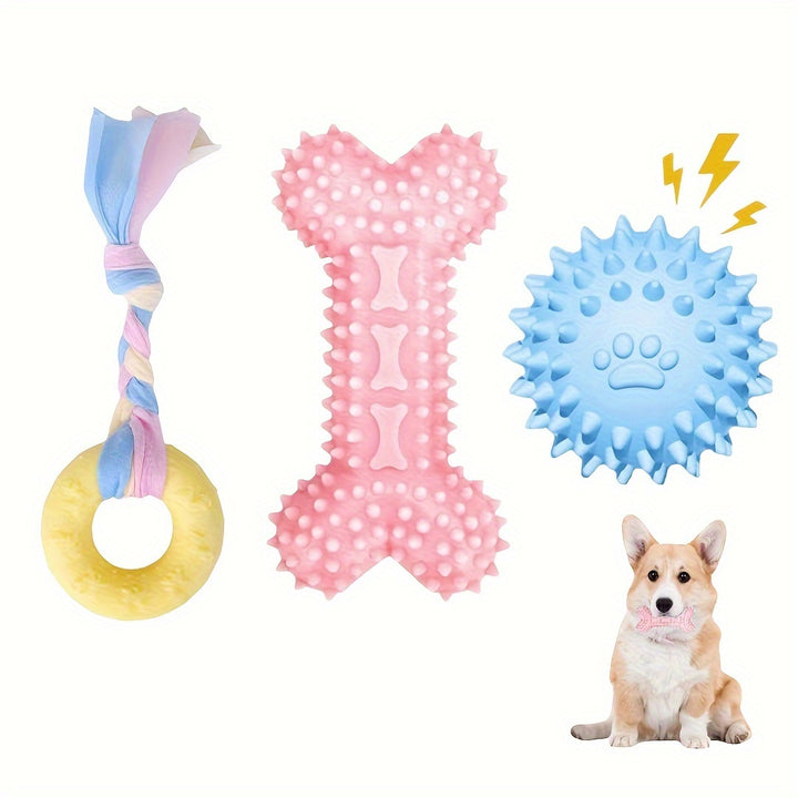 Set of 3 Puppy Chew Toys | Teething relief, interactive🐾