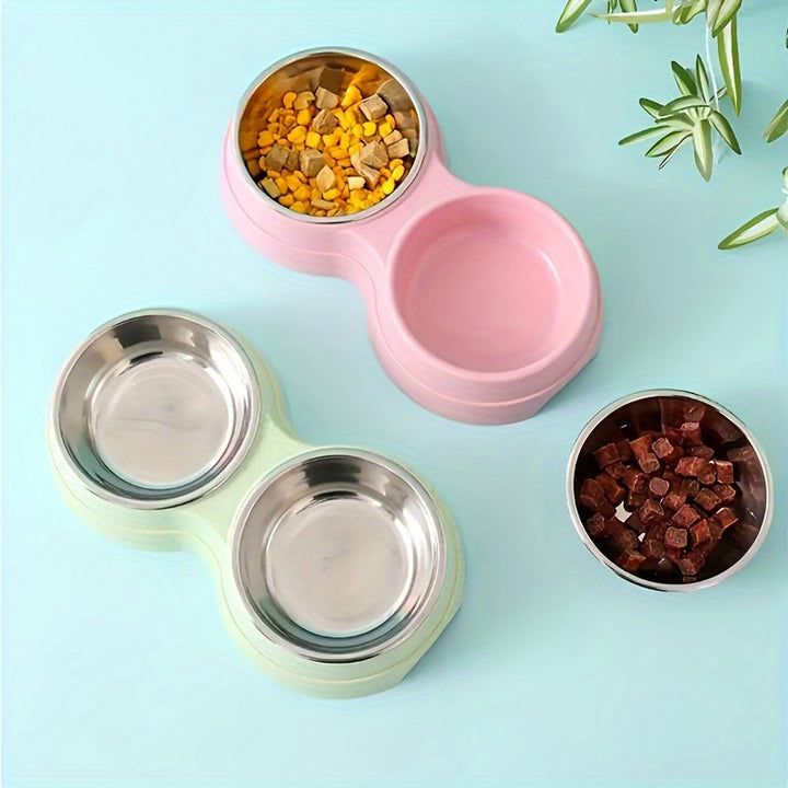 Stainless Steel Double Pet Bowls With Non-Skid Base, Easy To Clean Dog Bowls Perfect For Food And Water