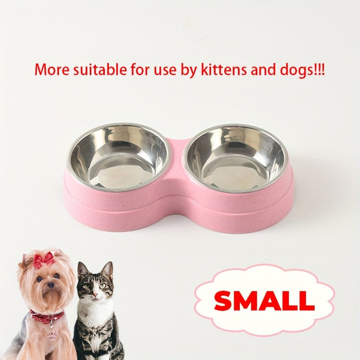 Stainless Steel Double Pet Bowls With Non-Skid Base, Easy To Clean Dog Bowls Perfect For Food And Water