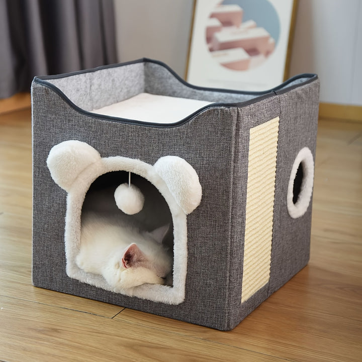 Luxury 2-in-1 Cat Bed | Cozy nest with scratching post 🐾