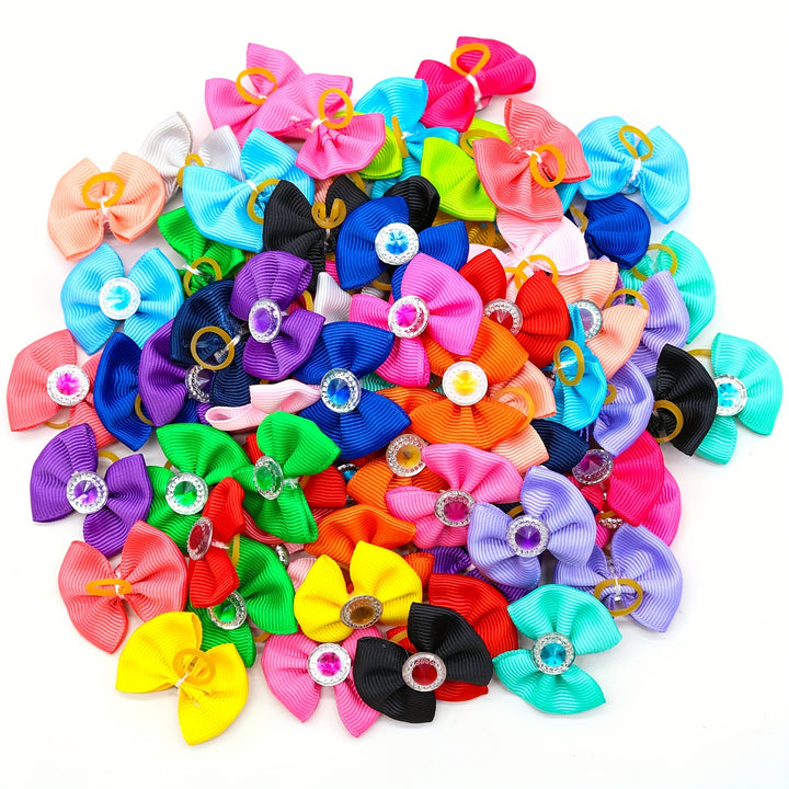 20Pcs Vibrant Bow Hair Clips Pet Accessories 🐾