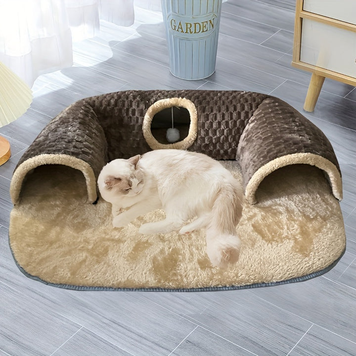 3 in 1 Cozy Tunnel Bed for Cats | Play, Sleep and Relax 🐾