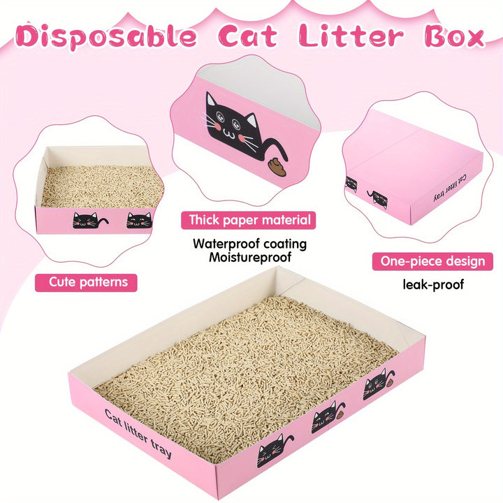 Disposable Cat Litter Boxes, Pack of 5 Easy to Clean🐾