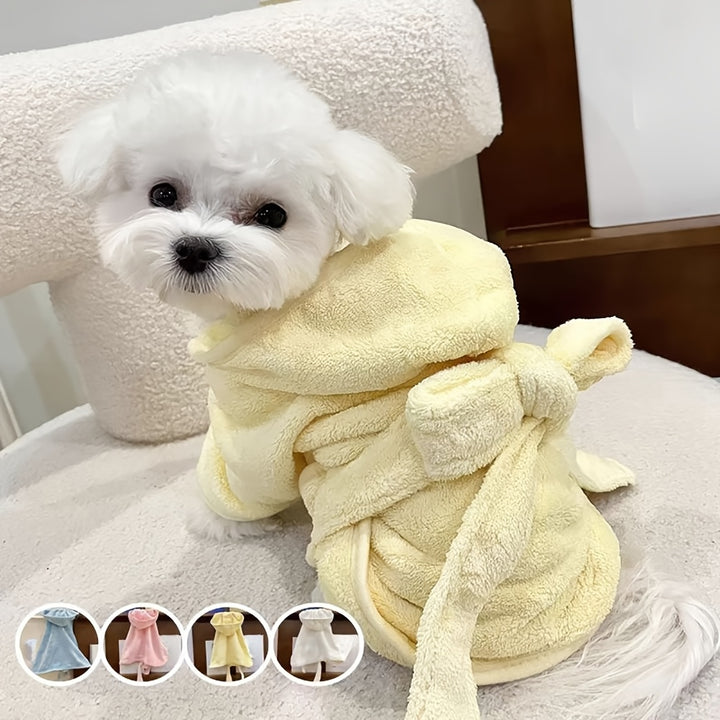 Ultra-Absorbent Microfiber Pet Bathrobe for Small to Medium Dogs & Cats - Quick Dry, Soft, All-Season Comfort with Secure Hook-and-loop Fastener Closure