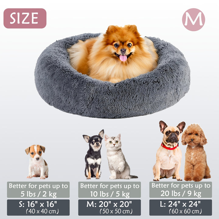 Calming Dog & Cat Bed, Donut Cuddler Warming Cozy Soft Round Bed, Fluffy Faux Fur Plush Cushion Bed For Small Medium And Large Dogs And Cats (40.64cm/50.8cm/60.96cm/71.12cm/78.74cm/99.06cm) Christmas Gift