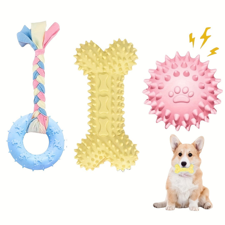 Set of 3 Puppy Chew Toys | Teething relief, interactive🐾