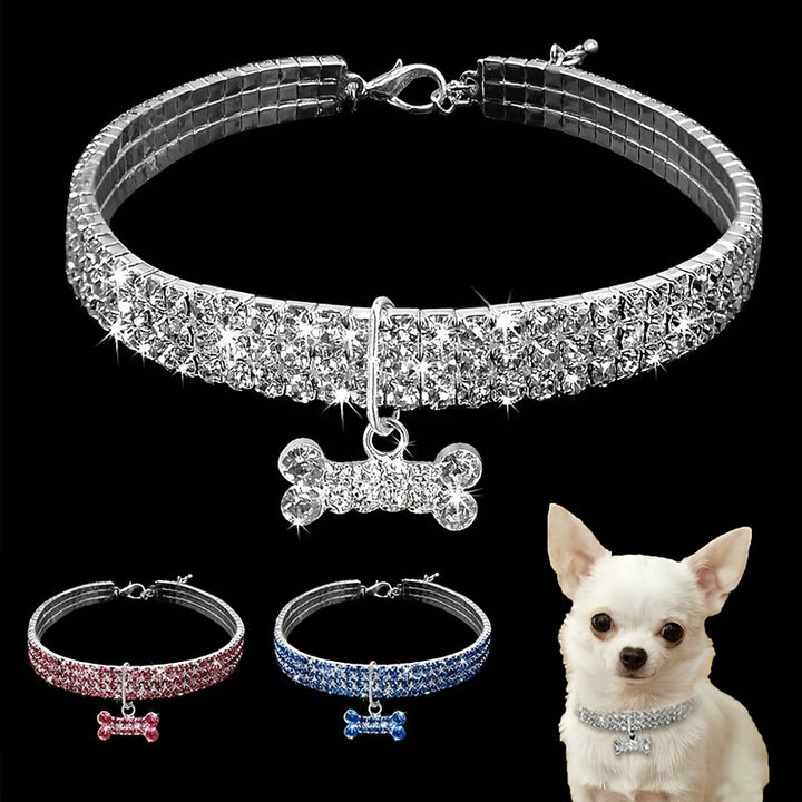 Adjustable Rhinestone Pet Dog Collar