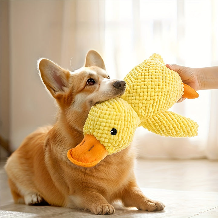 [Gentle Care] Plush Squeaky Duck Dog Toy - Bite-Resistant, Soft Chew Toy for Medium to Small Breeds with Interactive Sound Effects, Ideal for Play & Training, Dog Toys for Aggressive Chewers