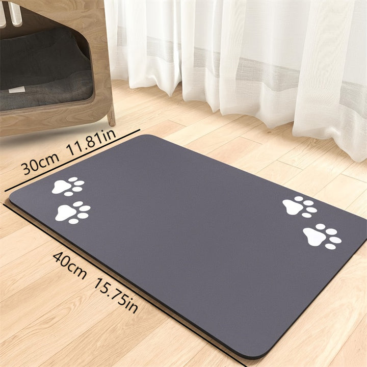 100% Absorbent Pet Feeding Mat, Polyester, with Overflow Protection, for Dogs, Dog Food Mat with Water Bowl, Pet Accessories