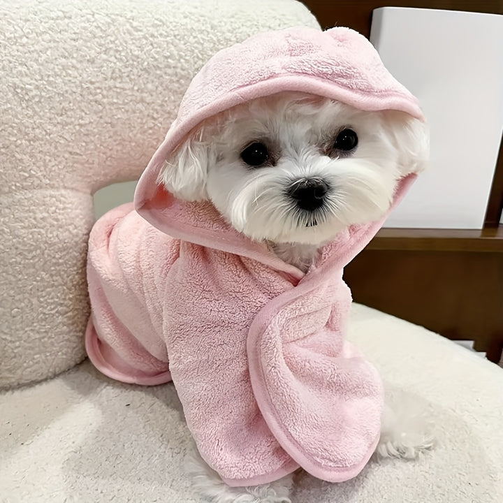 Ultra-Absorbent Microfiber Pet Bathrobe for Small to Medium Dogs & Cats - Quick Dry, Soft, All-Season Comfort with Secure Hook-and-loop Fastener Closure