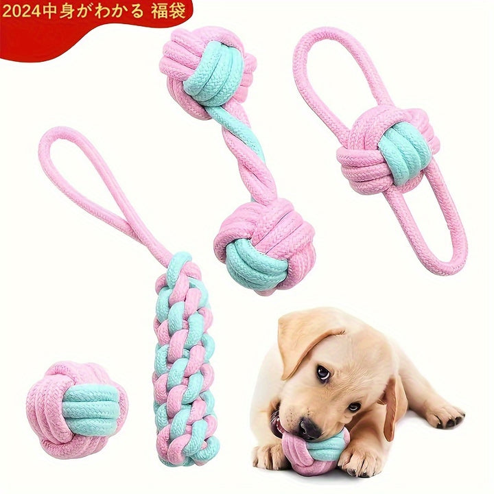 Set of 4 Rope Dog Toys | Chewing and cleaning teeth🐾