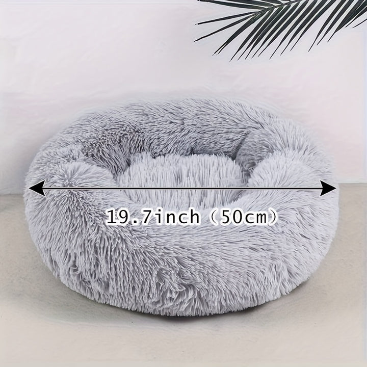 1pc Cozy Plush Cat Bed with Non-Slip Bottom - Deep Sleep Round Nest for Cats & Small Dogs, Warm Fill, Striped Design