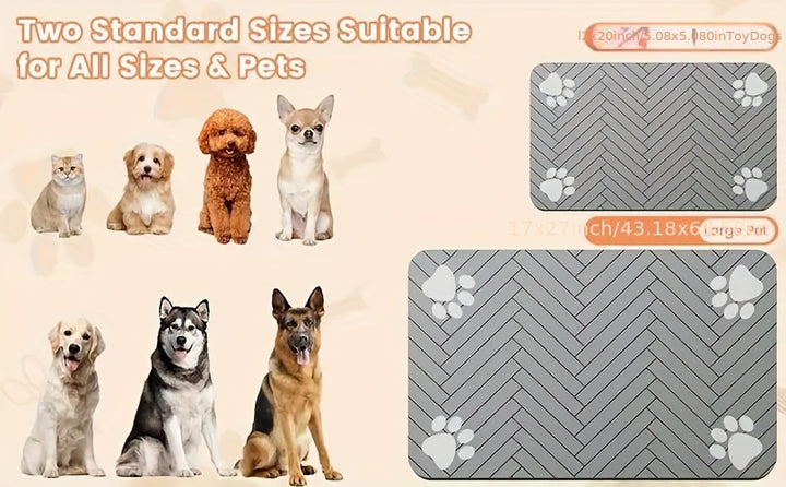 100% Absorbent Pet Feeding Mat, Polyester, with Overflow Protection, for Dogs, Dog Food Mat with Water Bowl, Pet Accessories