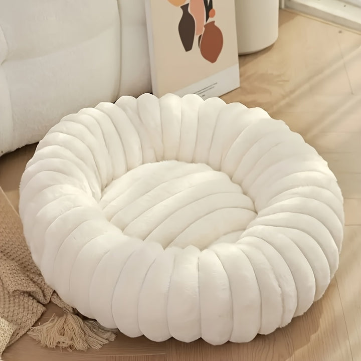 1Pc Round Plush Cozy Pet Bed Soft Mat