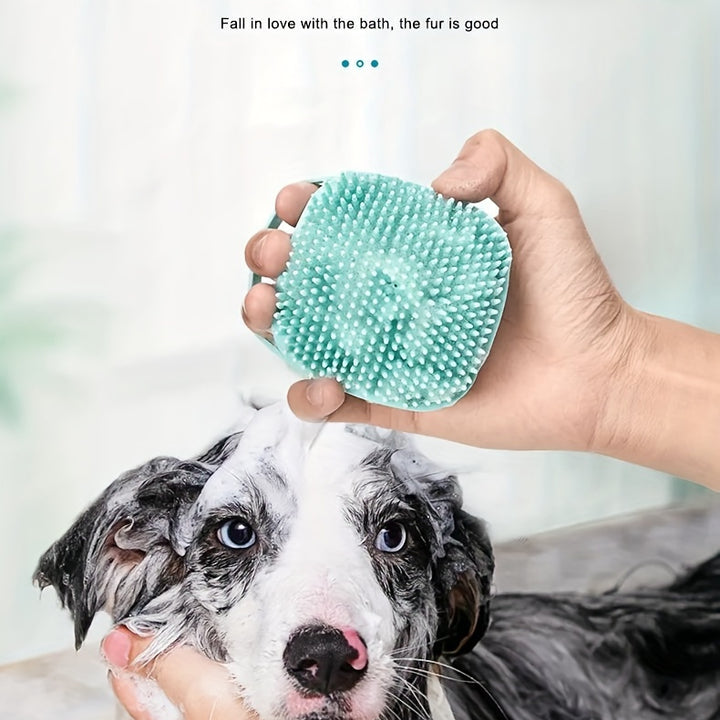 Silicone Pet Shampoo Brush with Built-In Dispenser - Gentle Massage Bath Comb for Dogs & Cats, No Batteries Required