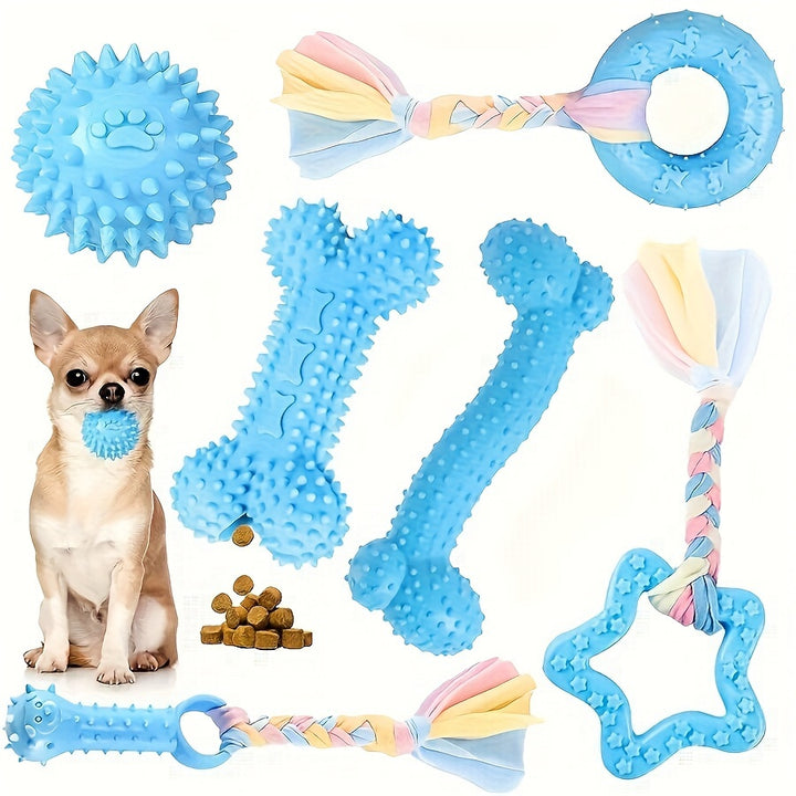 6pcs Puppy Chew Toy Set for Small Dogs and Puppies, Durable and Non-toxic, Teething and Teeth Cleaning Rubber Toys