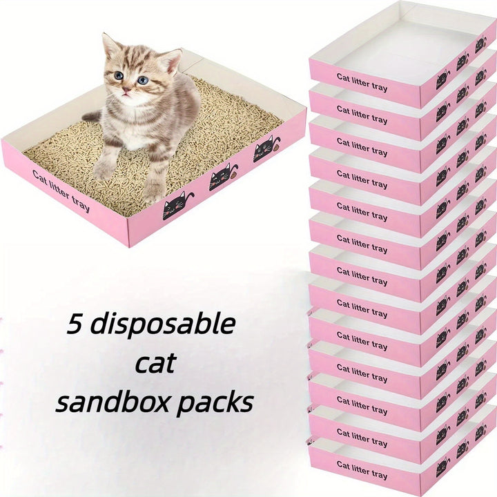 Disposable Cat Litter Boxes, Pack of 5 Easy to Clean🐾