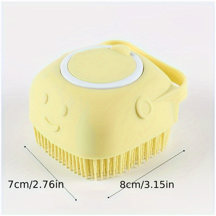 Silicone Pet Shampoo Brush with Built-In Dispenser - Gentle Massage Bath Comb for Dogs & Cats, No Batteries Required