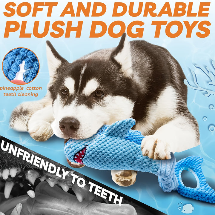 Interactive Shark Dog Plush Toy Tooth Cleaning Fun