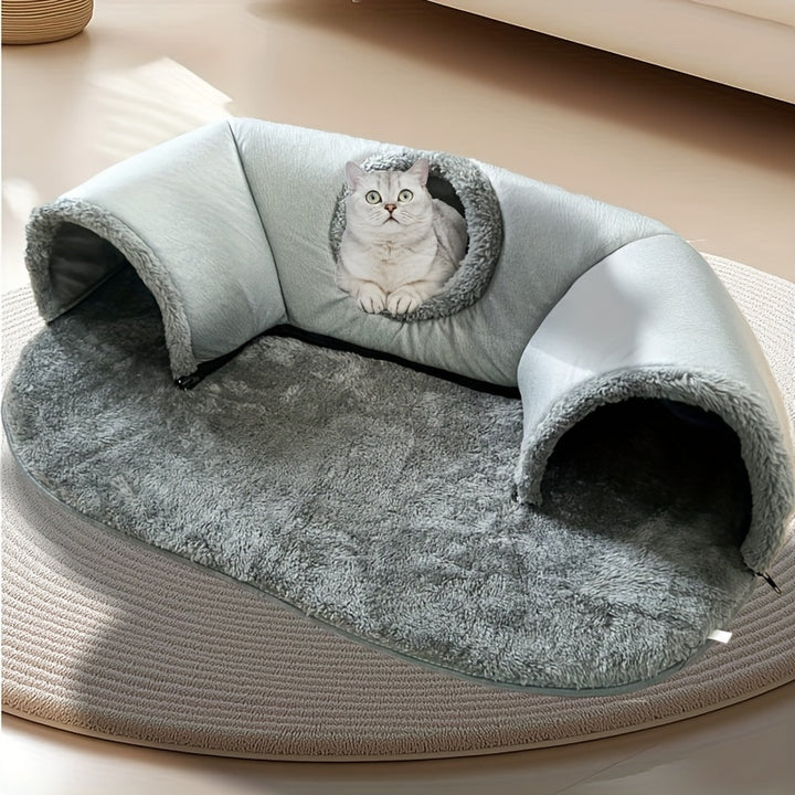 3 in 1 Cozy Tunnel Bed for Cats | Play, Sleep and Relax 🐾