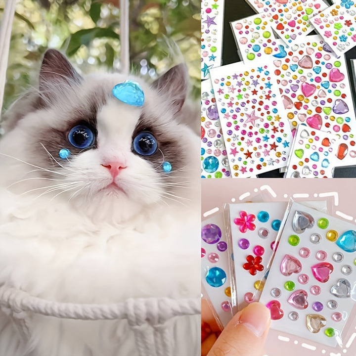 3 pcs Shiny 3D Diamond Stickers for Pets 🐾