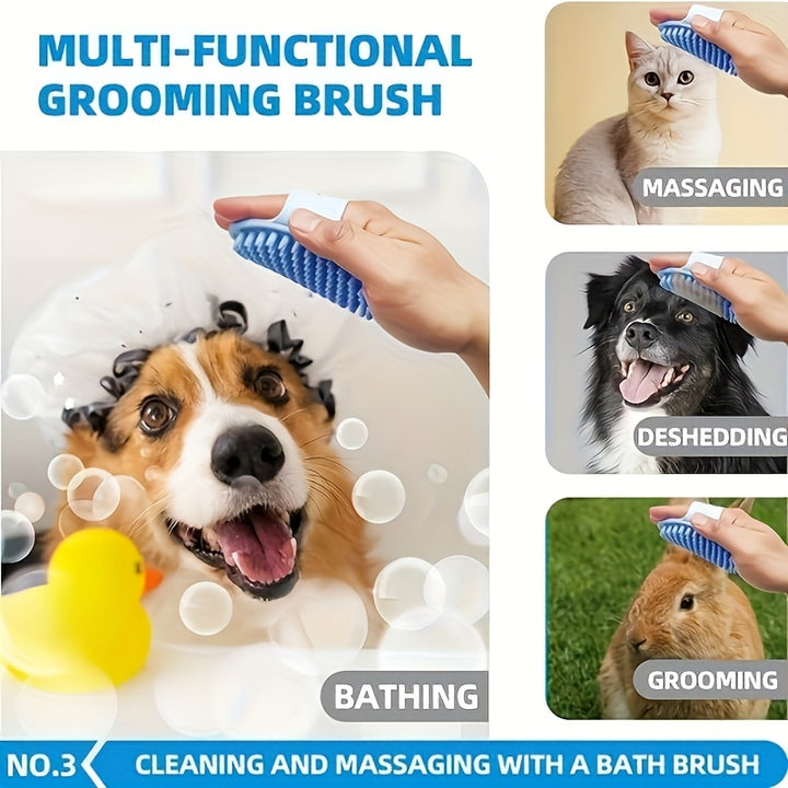 6pcs Pet Grooming Set for Dogs, Soft Bristle Brush, Massage Brush, Cleaning Gloves, Towel, and Storage Bag, Plastic Grooming Tools, with Uncharged for Pet Care Kit