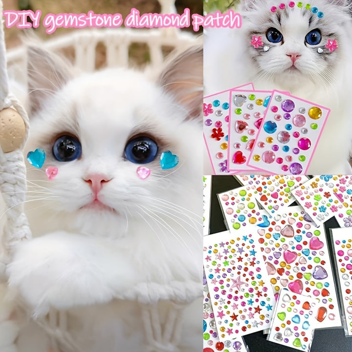 3 pcs Shiny 3D Diamond Stickers for Pets 🐾