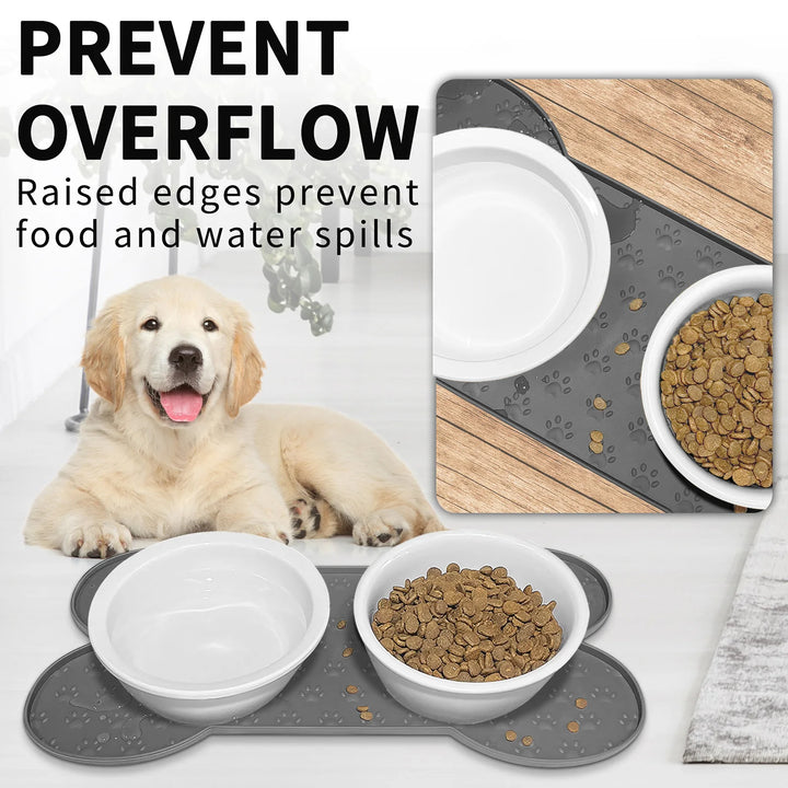 Pet Feeding Mat Silicone Dog Food Mat Anti-Slip And Waterproof Dog Bowl Mat,Thickened Dog And Cat Mat For Food And Water