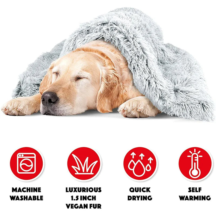 Benepaw Comfortable Plush Dog Blanket Calming Anti-Anxiety Cozy Puppy Bed Mat Pet Throw Blankets For Small Medium Large Breeds